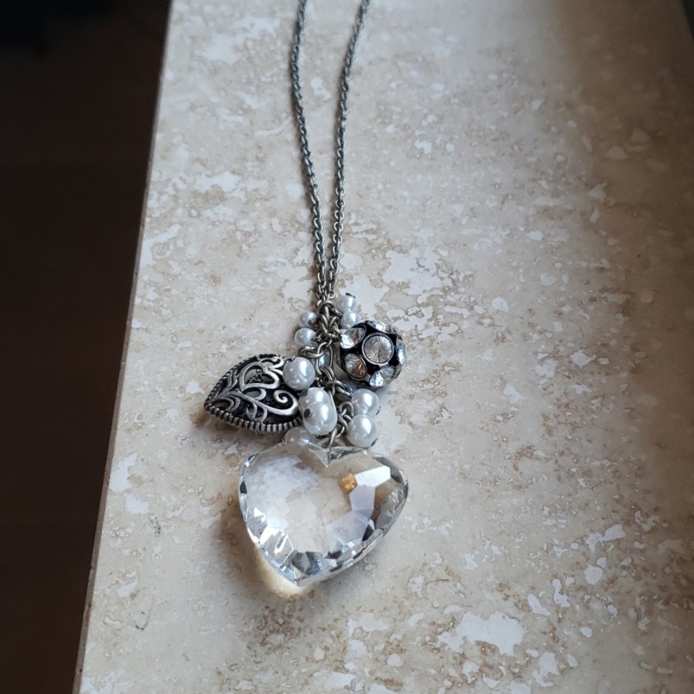 Faux crystal heart necklace